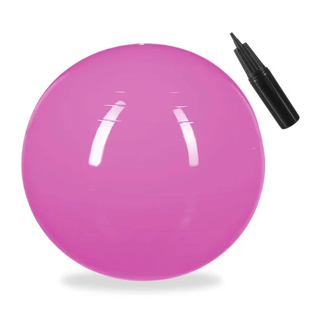 relaxdays-gymnastikball-65-cm-pink-fitnessball-yoga-pilates-sitzball-mit-pumpe image 1