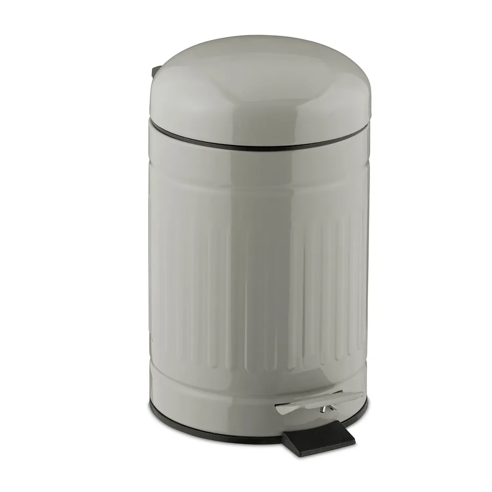 relaxdays-kosmetikeimer-3-liter-metall-treteimer-hellgrau image 1