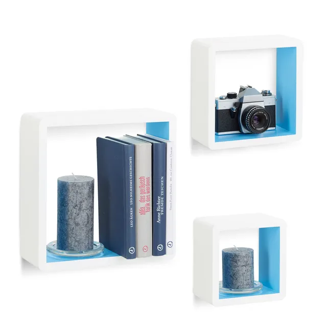 relaxdays-wandregal-cube-3er-set-quadratische-mdf-wandboards-wei-blau image 1