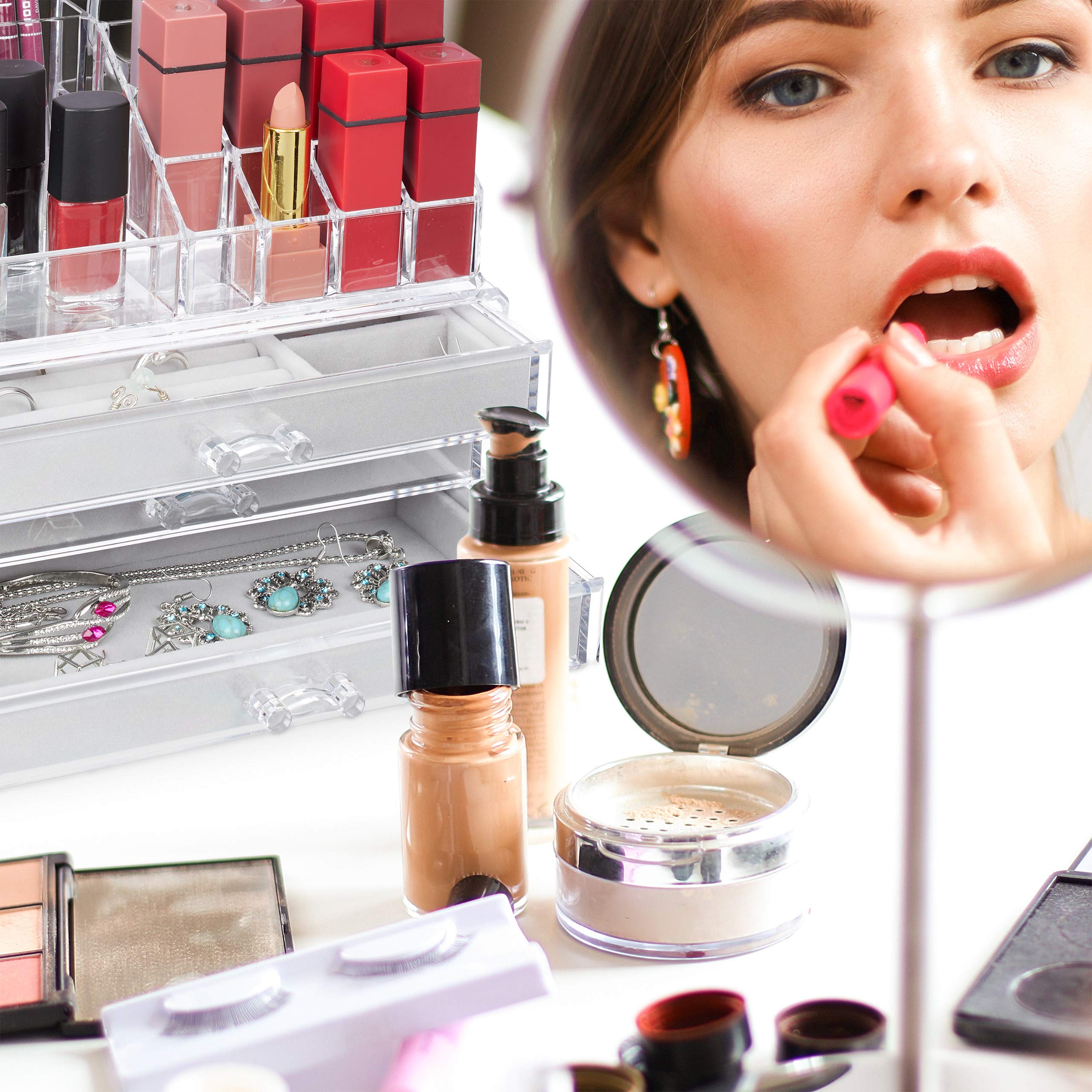 relaxdays-make-up-organizer-2-teilig-transparent-mit-schmuckk-stchen image 3