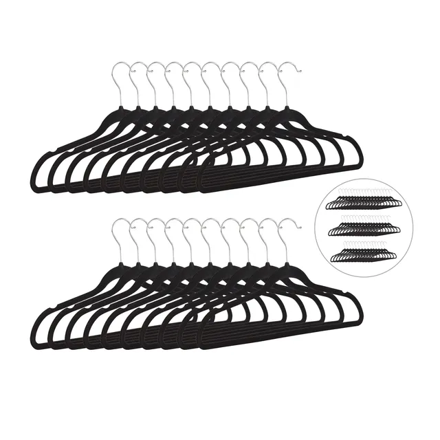relaxdays-kleiderb-gel-samt-20er-set-schwarz-rutschfest-44-cm image 1