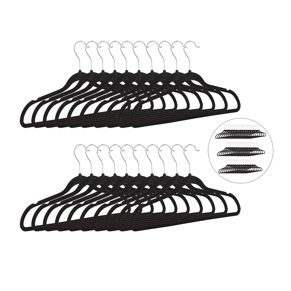 relaxdays-kleiderb-gel-samt-20er-set-schwarz-rutschfest-44-cm image 1