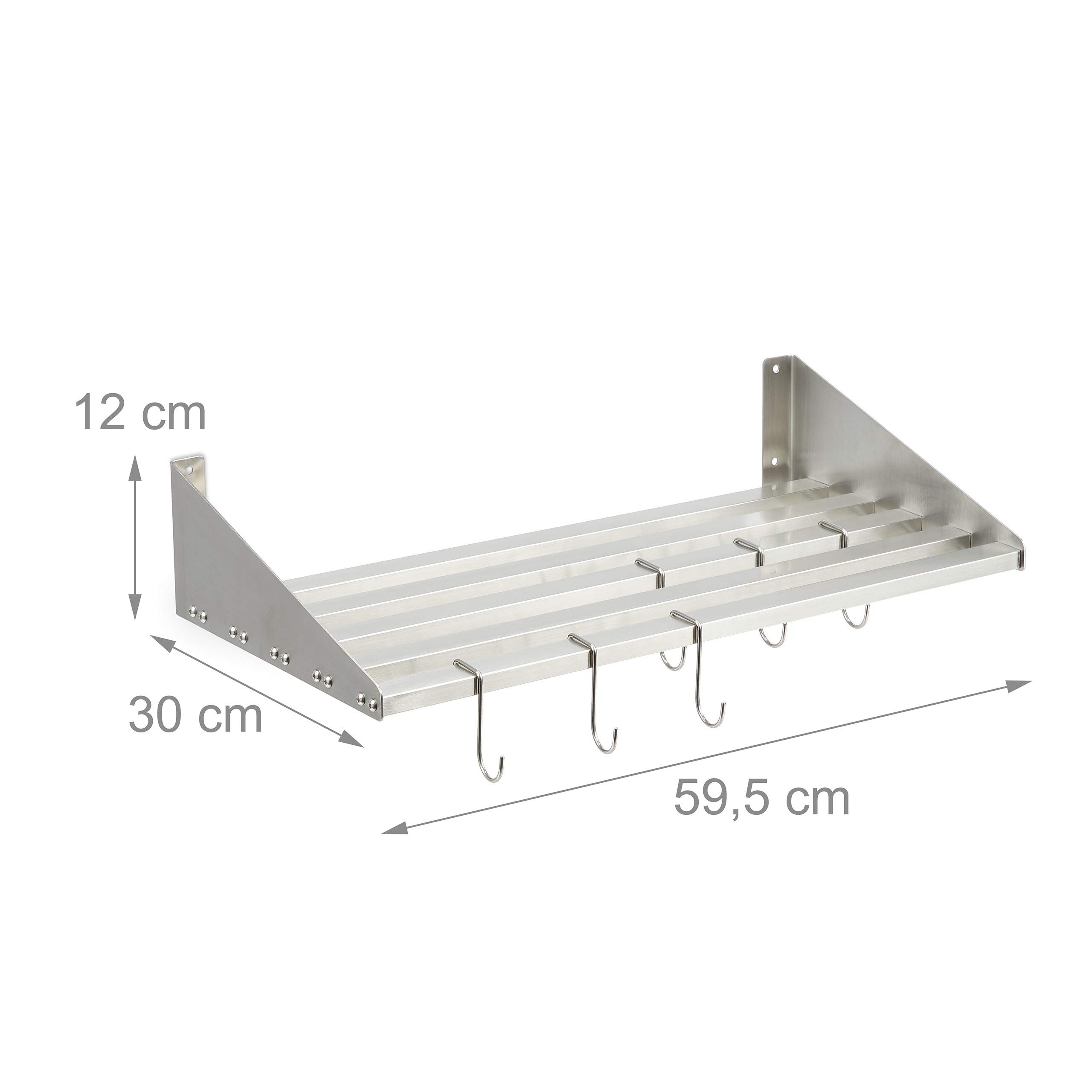 relaxdays-wandregal-edelstahl-6-haken-30-cm-tief-silber image 3