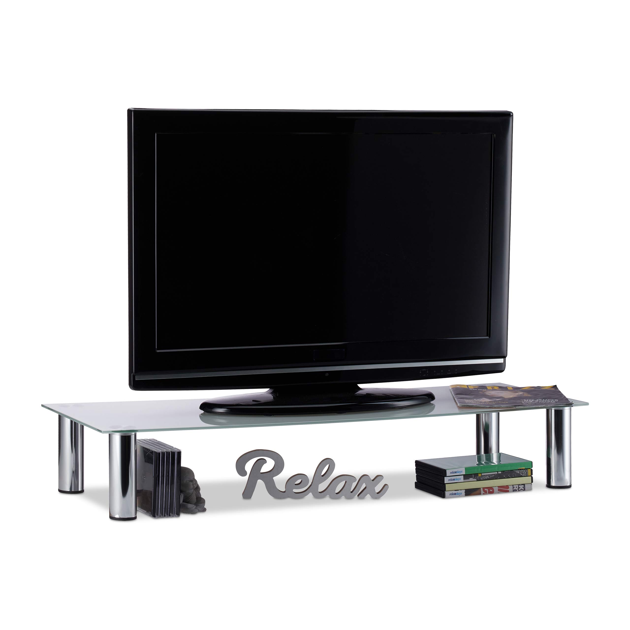 relaxdays-tv-tisch-glasaufsatz-100x35x17-cm-wei-silber image 1