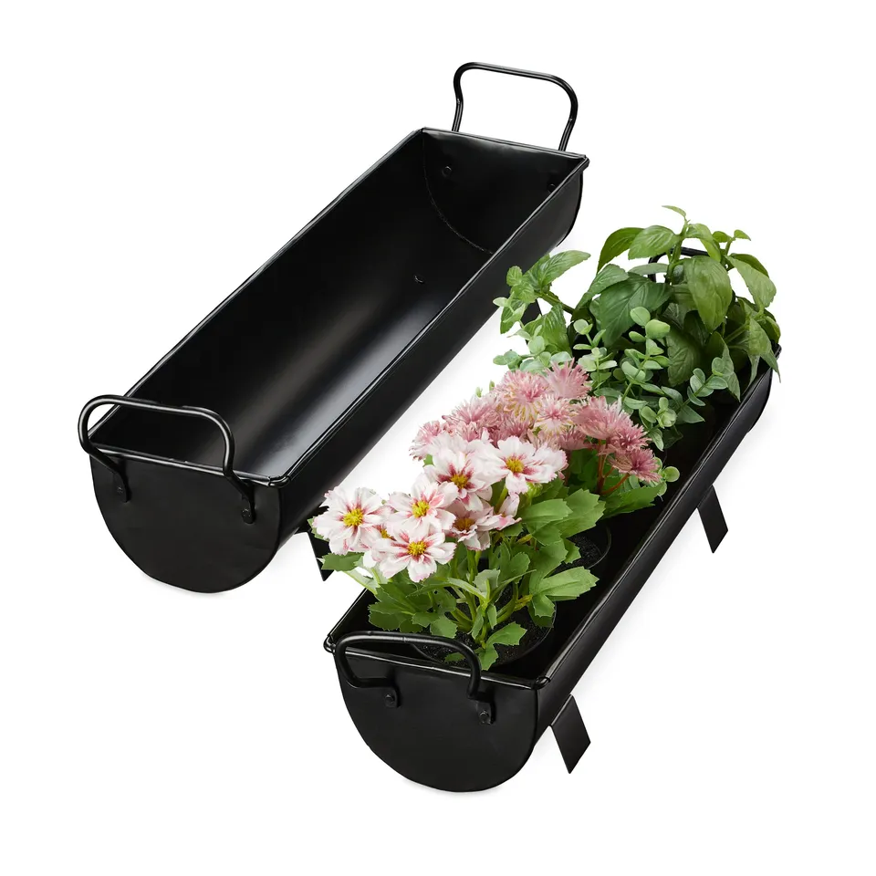 relaxdays-blumenkasten-dachrinne-2er-set-eisen-schwarz-5l-7l image 1