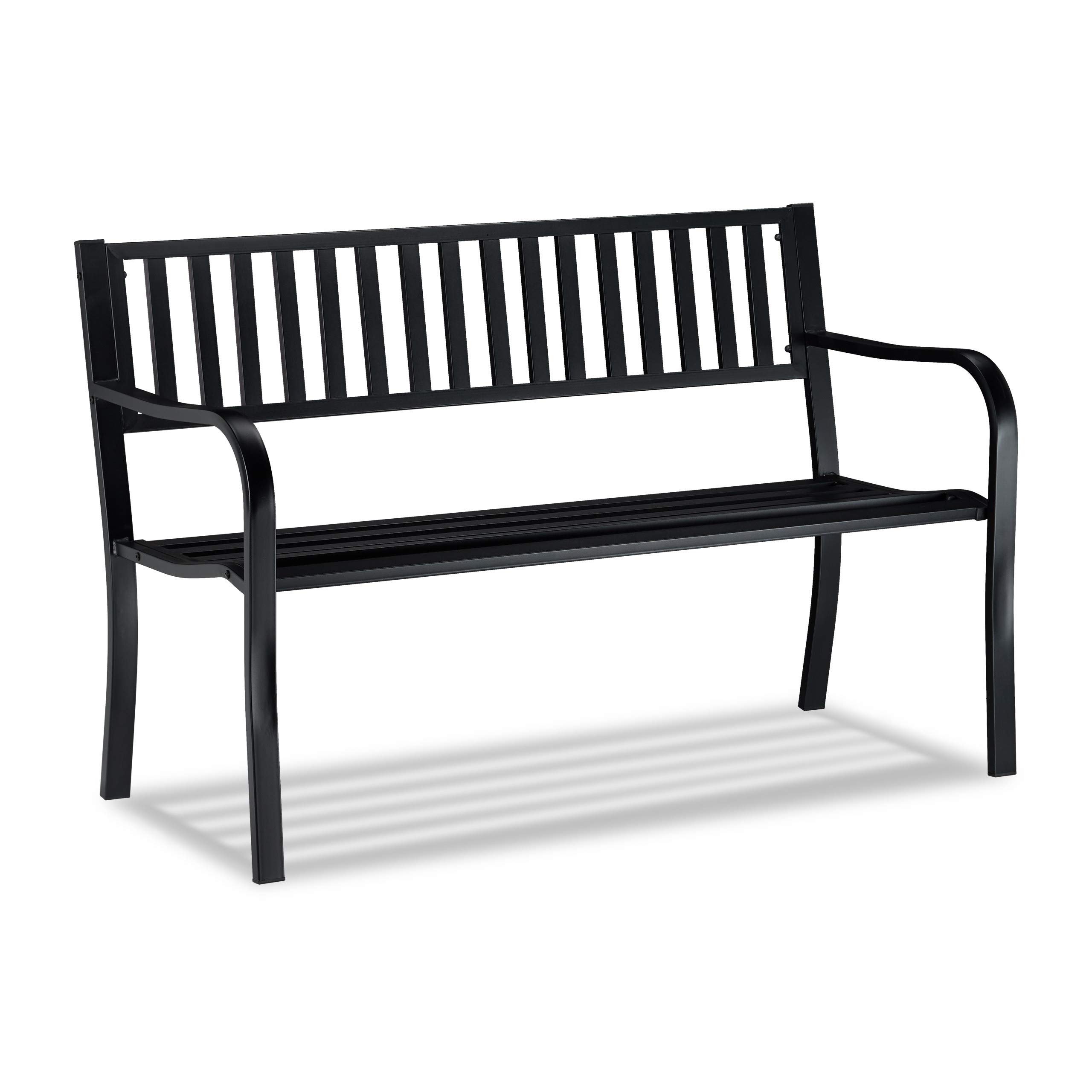 relaxdays-gartenbank-2-sitzer-metallbank-82-x-127-5-x-59-5-cm-schwarz image 1