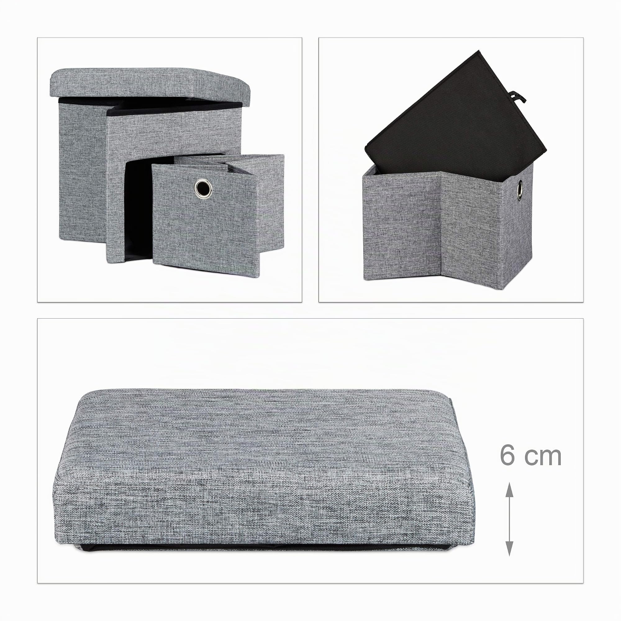 relaxdays-faltbarer-sitzhocker-sitzw-rfel-leinen-grau-38x38x38-cm image 5