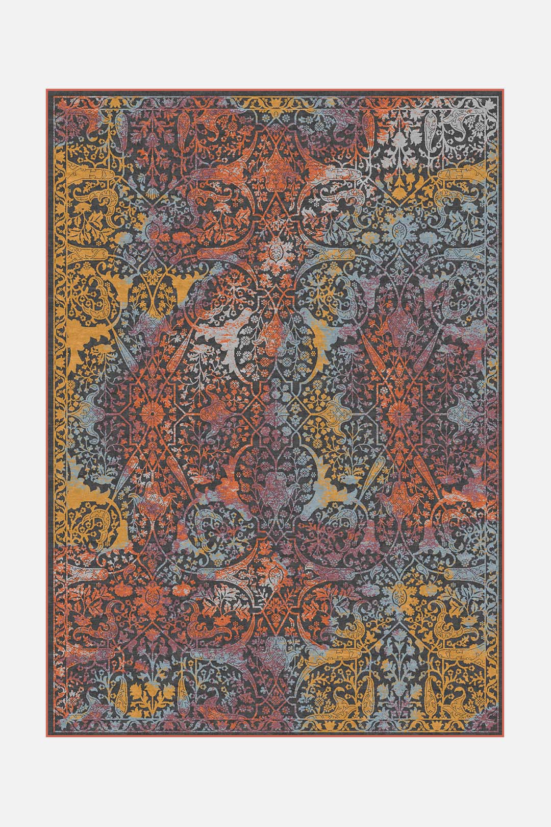 teppana-andorra-bunt-teppich-waschbarer-marokkanisch-modern-teppich-in-gelb-oran image 1