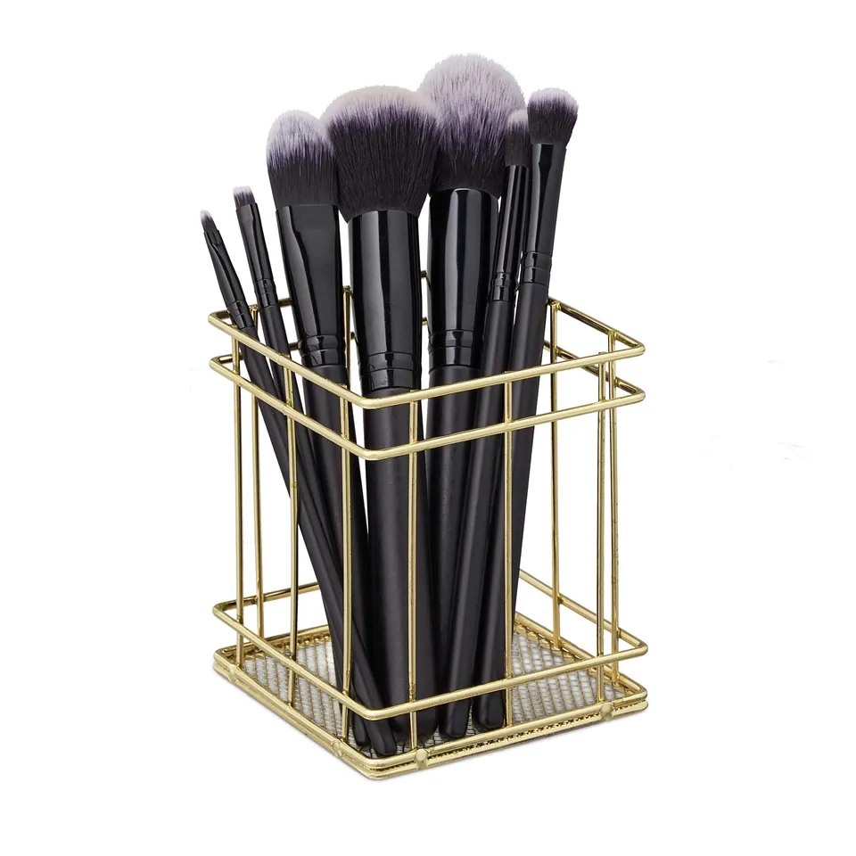 relaxdays-stiftehalter-eckig-draht-gold-10x9x9-cm image 1