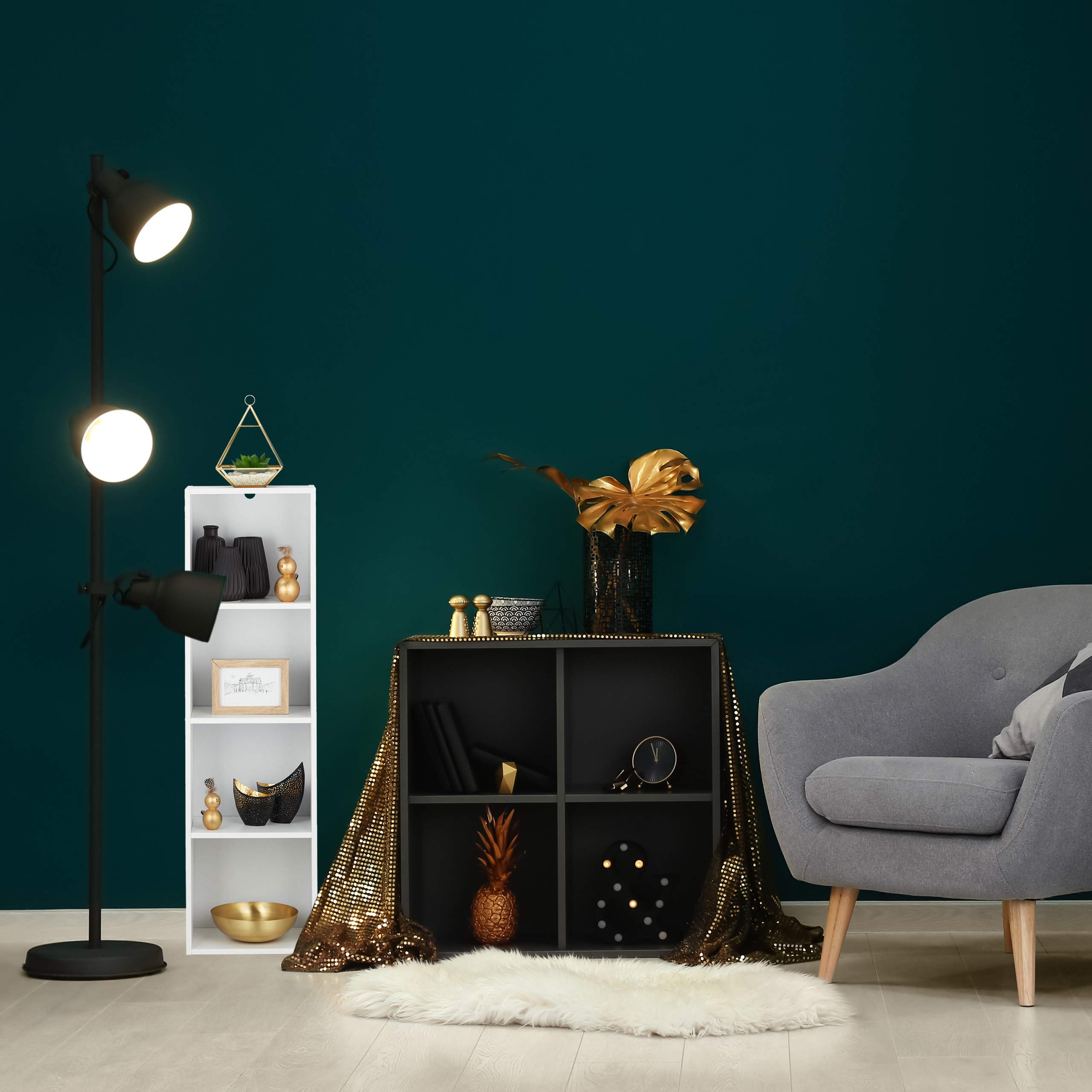 relaxdays-b-cherregal-4-f-cher-wei-schmales-standregal-106x30x23-cm-aus-pb image 2