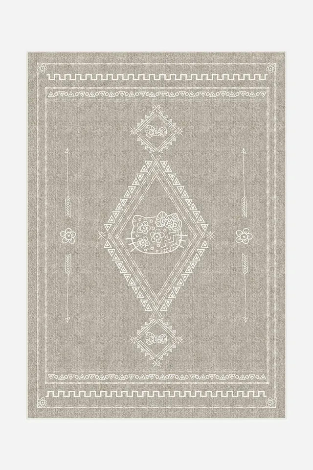 teppana-hello-kitty-tribal-taupe-teppich-waschbarer-kinder-teppich image 1