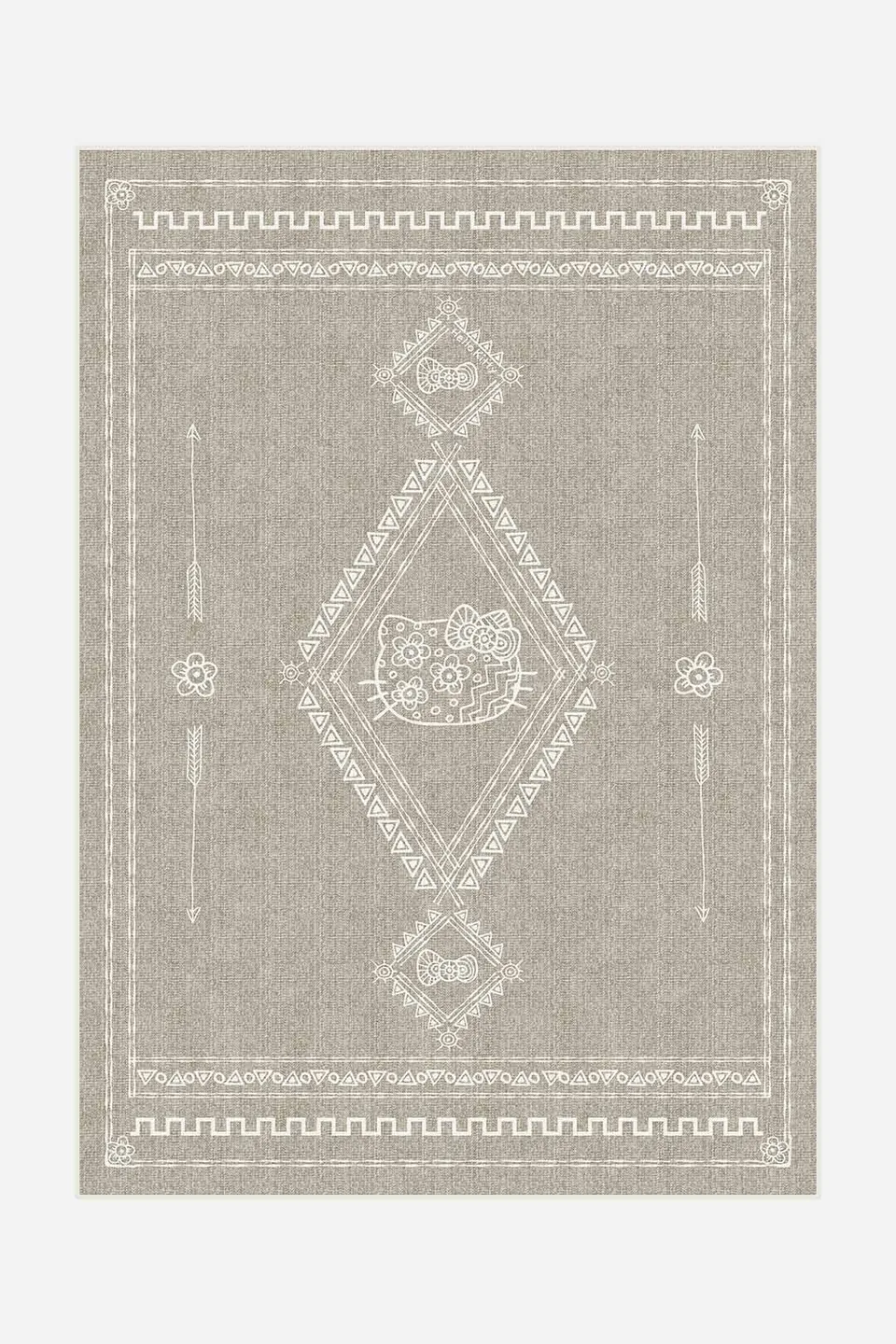 teppana-hello-kitty-tribal-taupe-teppich-waschbarer-kinder-teppich image 1