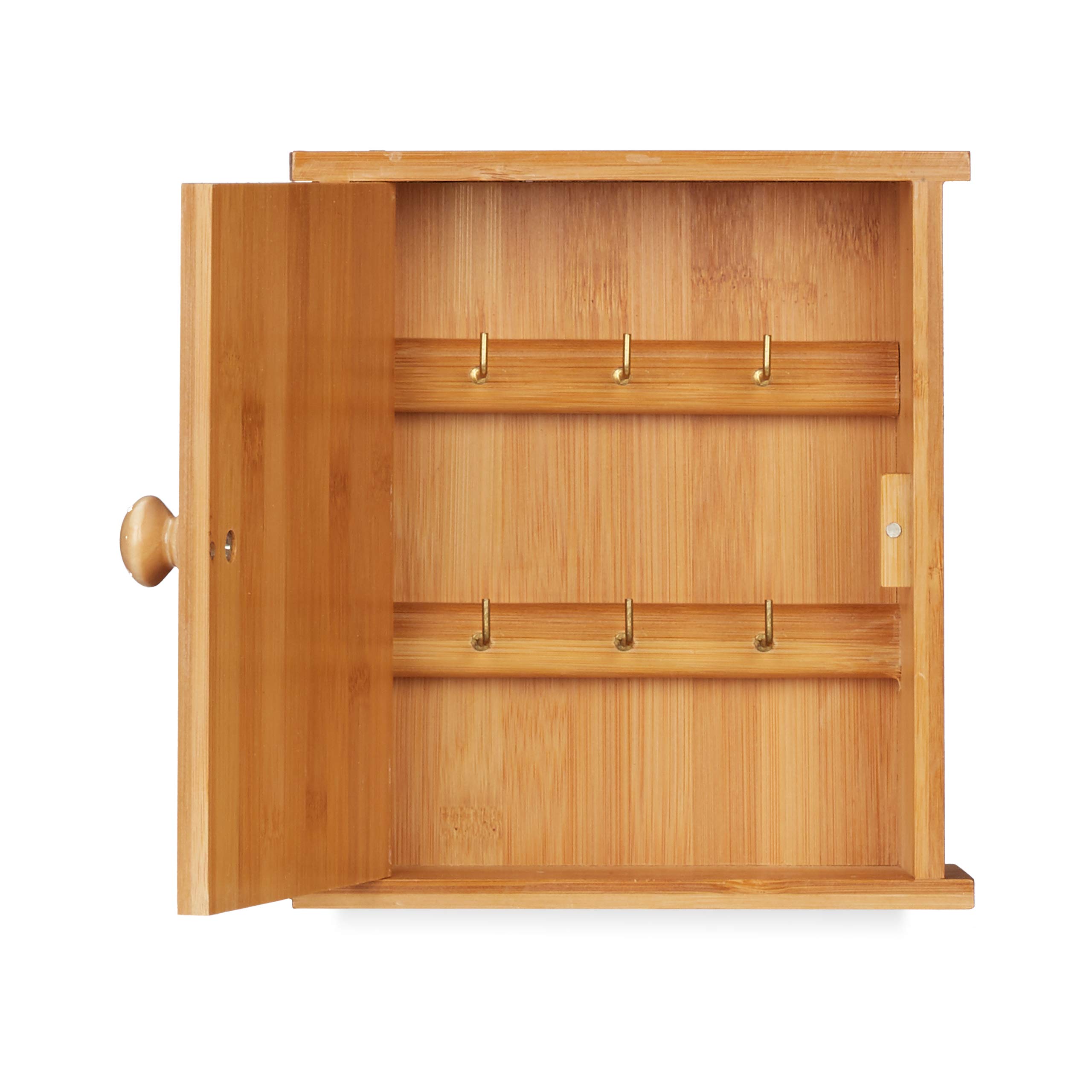 relaxdays-schl-sselkasten-bambus-holz-mit-6-haken-und-magnetverschluss-20-5x18x6 image 6