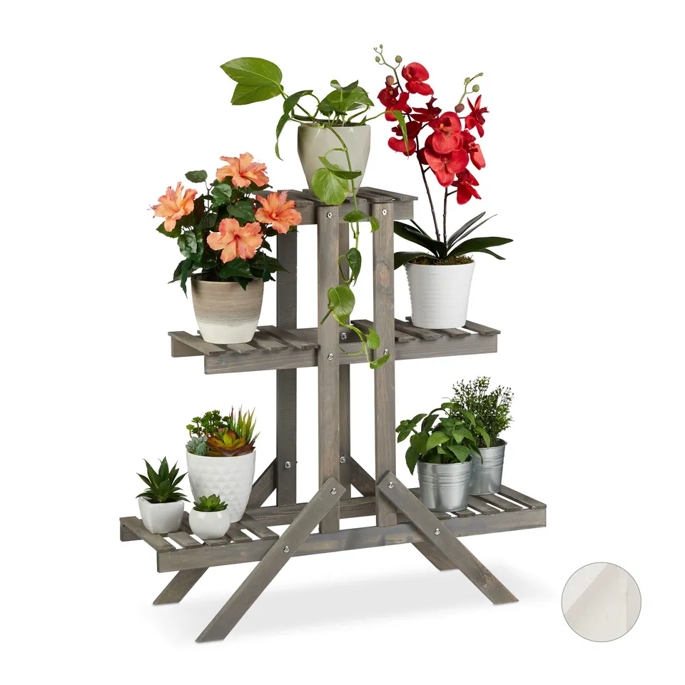 relaxdays-blumentreppe-holz-3-stufen-blumenregal-grau-83-x-83-x-28-cm image 1