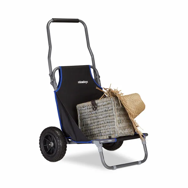relaxdays-strandwagen-faltbar-strandstuhl-mit-r-dern-schwarz-bis-100-kg image 1