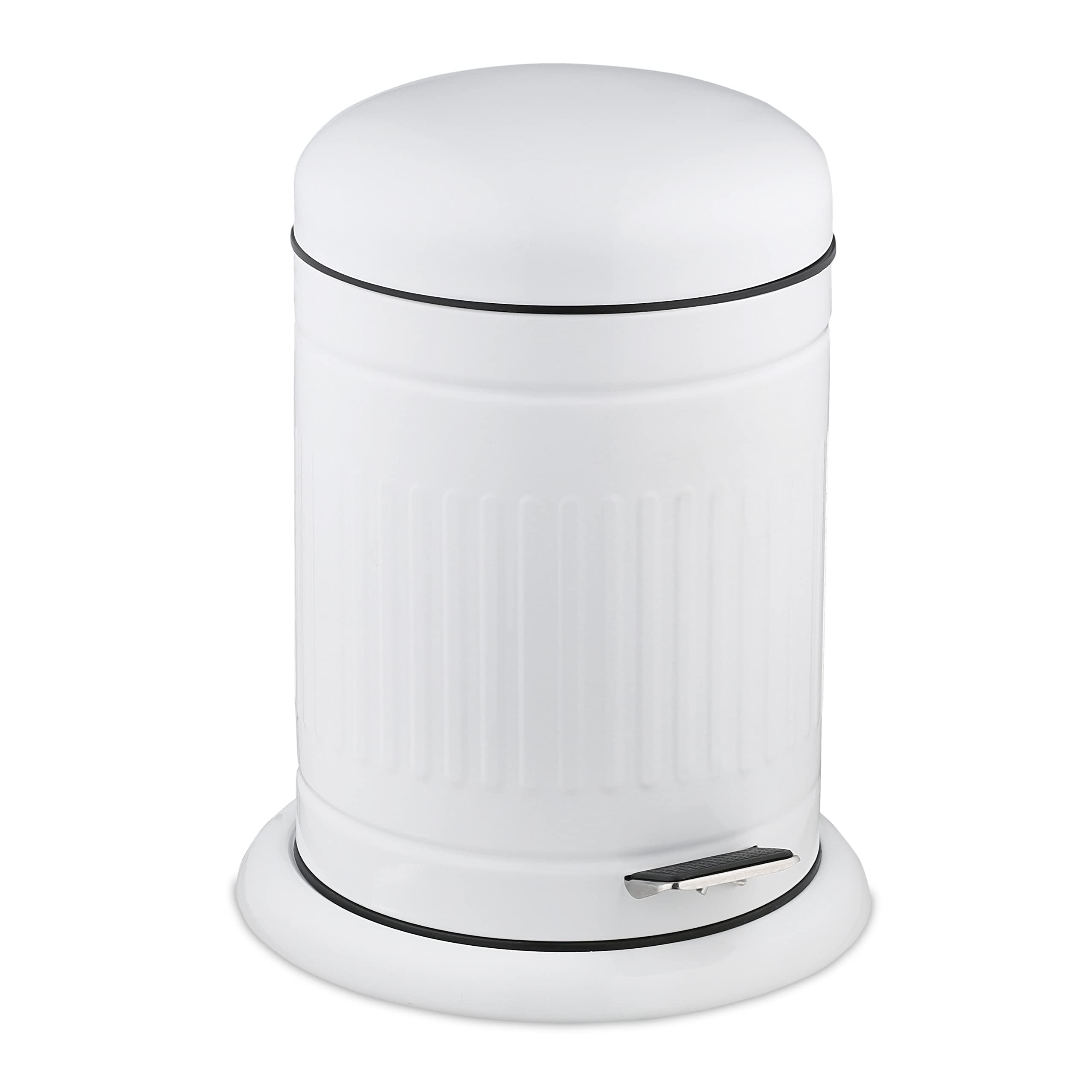 relaxdays-treteimer-3-liter-bad-kosmetikeimer-metall-mit-absenkautomatik-wei image 1