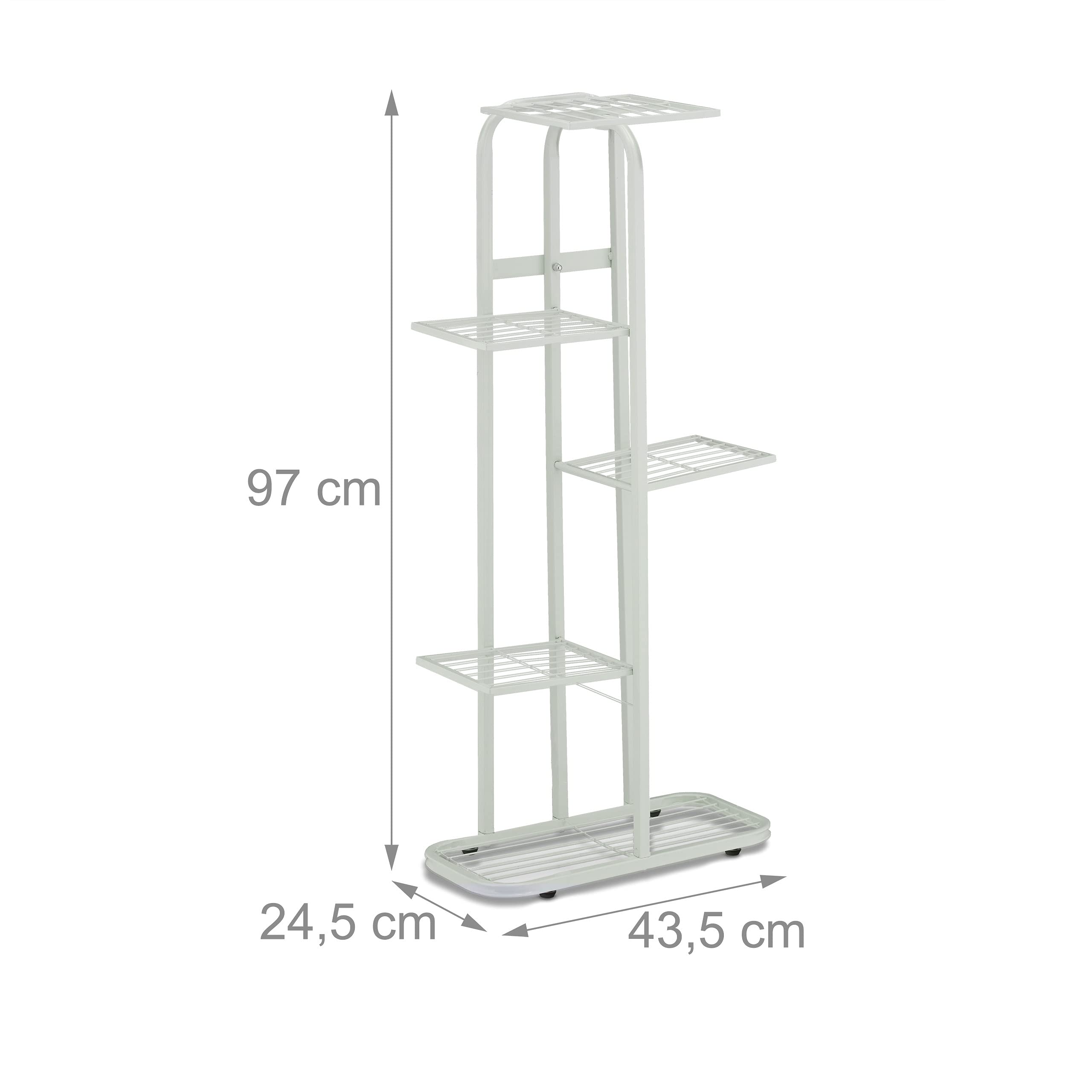 relaxdays-blumentreppe-metall-5-ablagen-97x43-5x24-5-cm-silber image 4