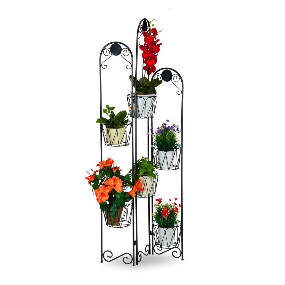 relaxdays-blumenst-nder-metall-paravent-f-r-blument-pfe-6-ablagen-blumentreppe-i image 1