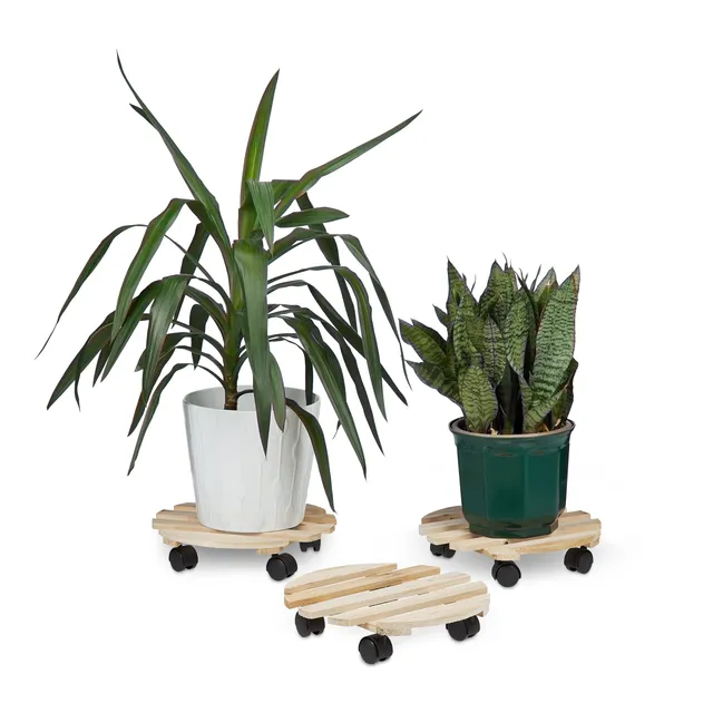 relaxdays-pflanzenroller-holz-rund-3er-set-blumenroller-33-cm-bis-30-kg-natur image 1