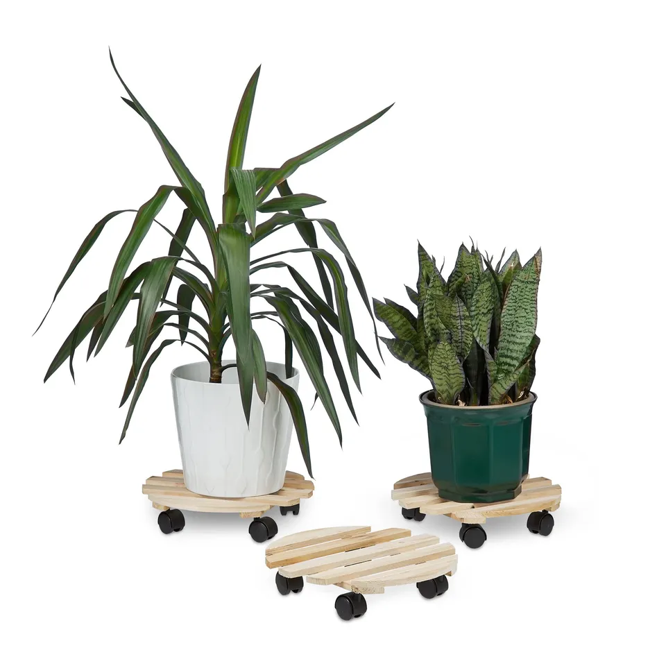 relaxdays-pflanzenroller-holz-rund-3er-set-blumenroller-33-cm-bis-30-kg-natur image 1