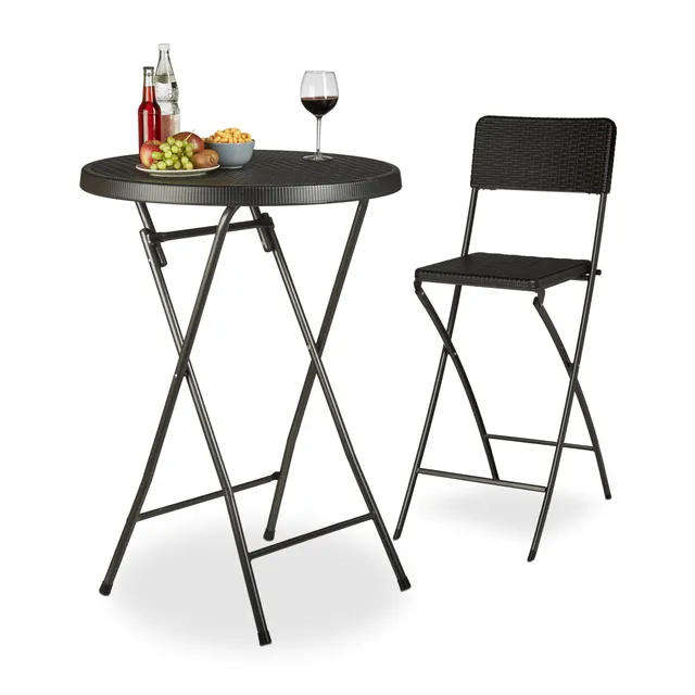 relaxdays-stehtisch-klappbar-bastian-rund-110-x-80-cm-rattan-optik-schwarz image 1
