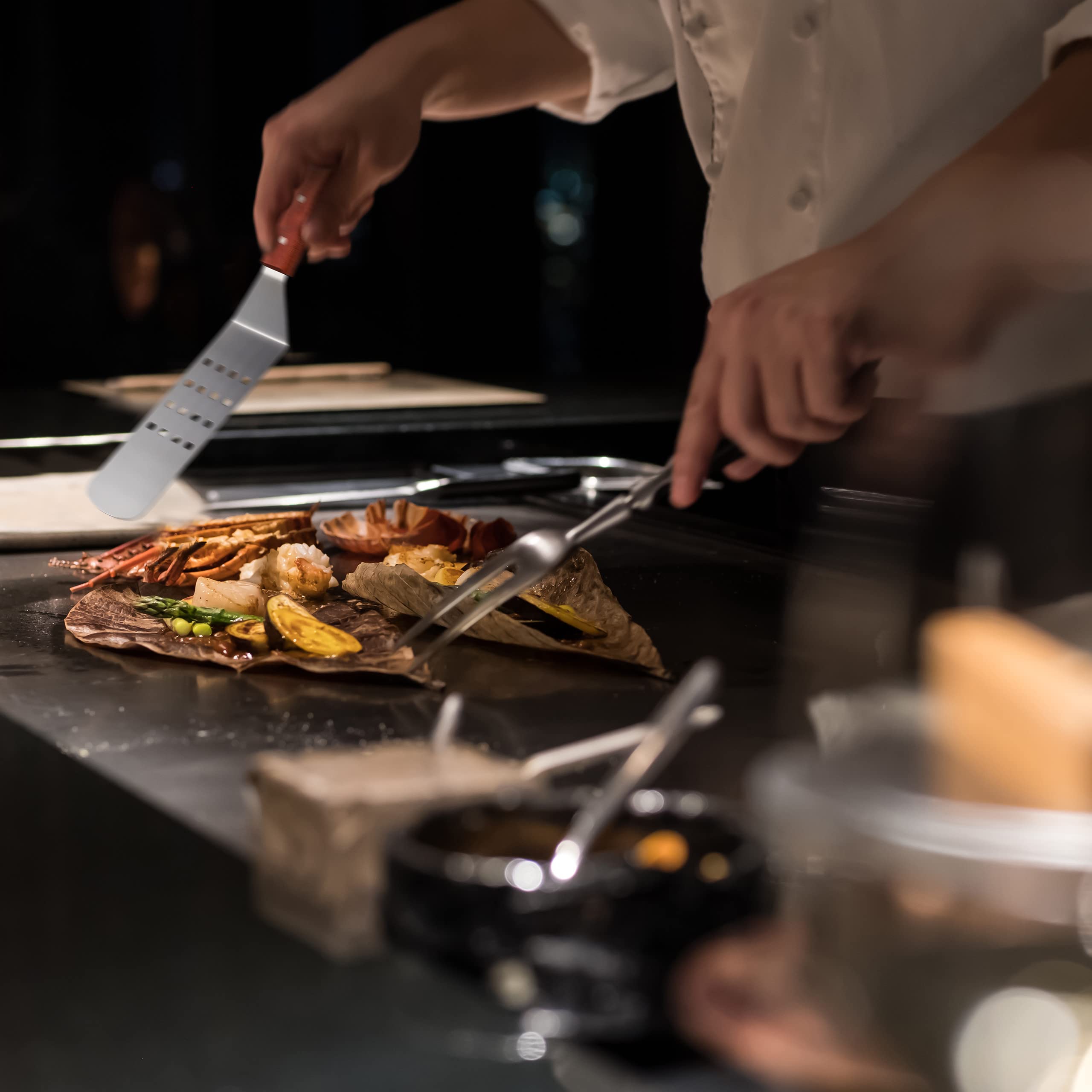 relaxdays-grill-pfannenwender-3er-set-edelstahl-teppanyaki-rotbraun image 5