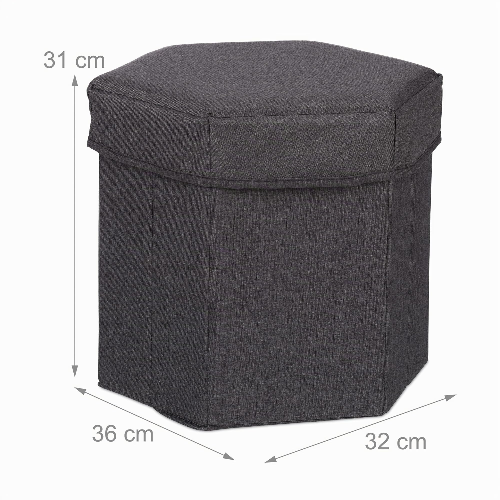 relaxdays-sitzhocker-mit-stauraum-faltbar-sitzw-rfel-dunkelgrau-31x36x32-cm image 3
