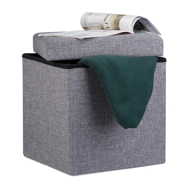 relaxdays-sitzhocker-faltbar-38-x-38-x-38-cm-dunkelgrau-300-kg image 1