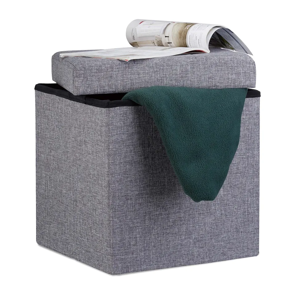 relaxdays-sitzhocker-faltbar-38-x-38-x-38-cm-dunkelgrau-300-kg image 1