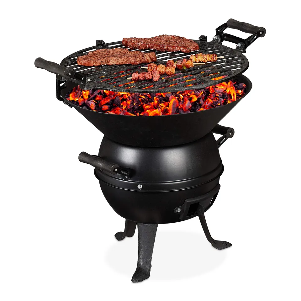 relaxdays-grillfass-holzkohlegrill-gusseisen-35-cm-h-henverstellbar-schwarz image 1