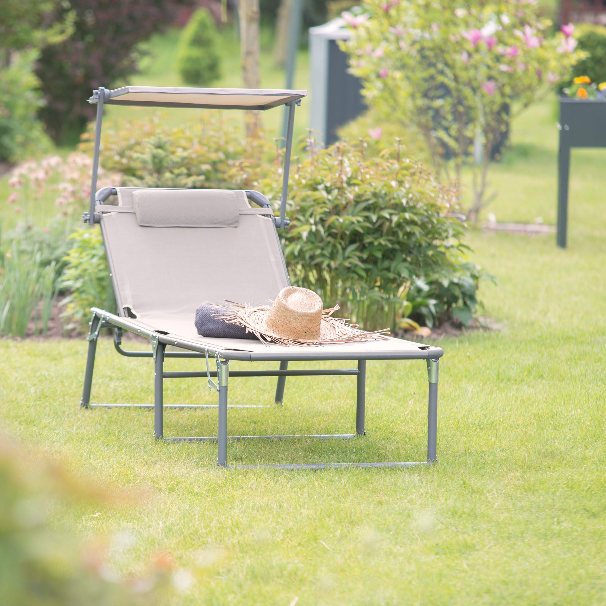 relaxdays-gartenliege-klappbar-mit-dach-37x70x200-cm-beige-textilene image 2