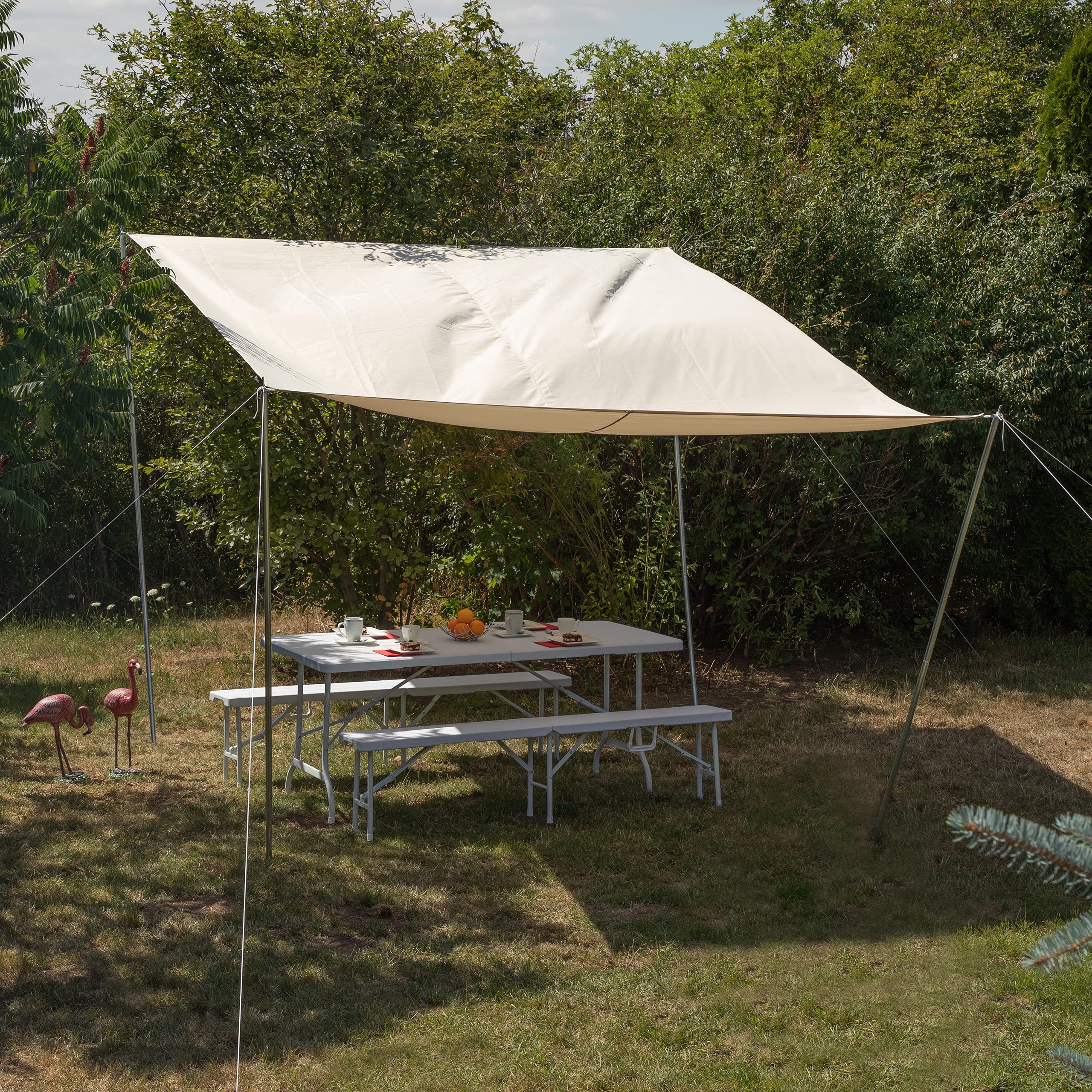 relaxdays-sonnensegel-rechteckig-3x4-m-mit-stangen-beige-wasserfest image 2