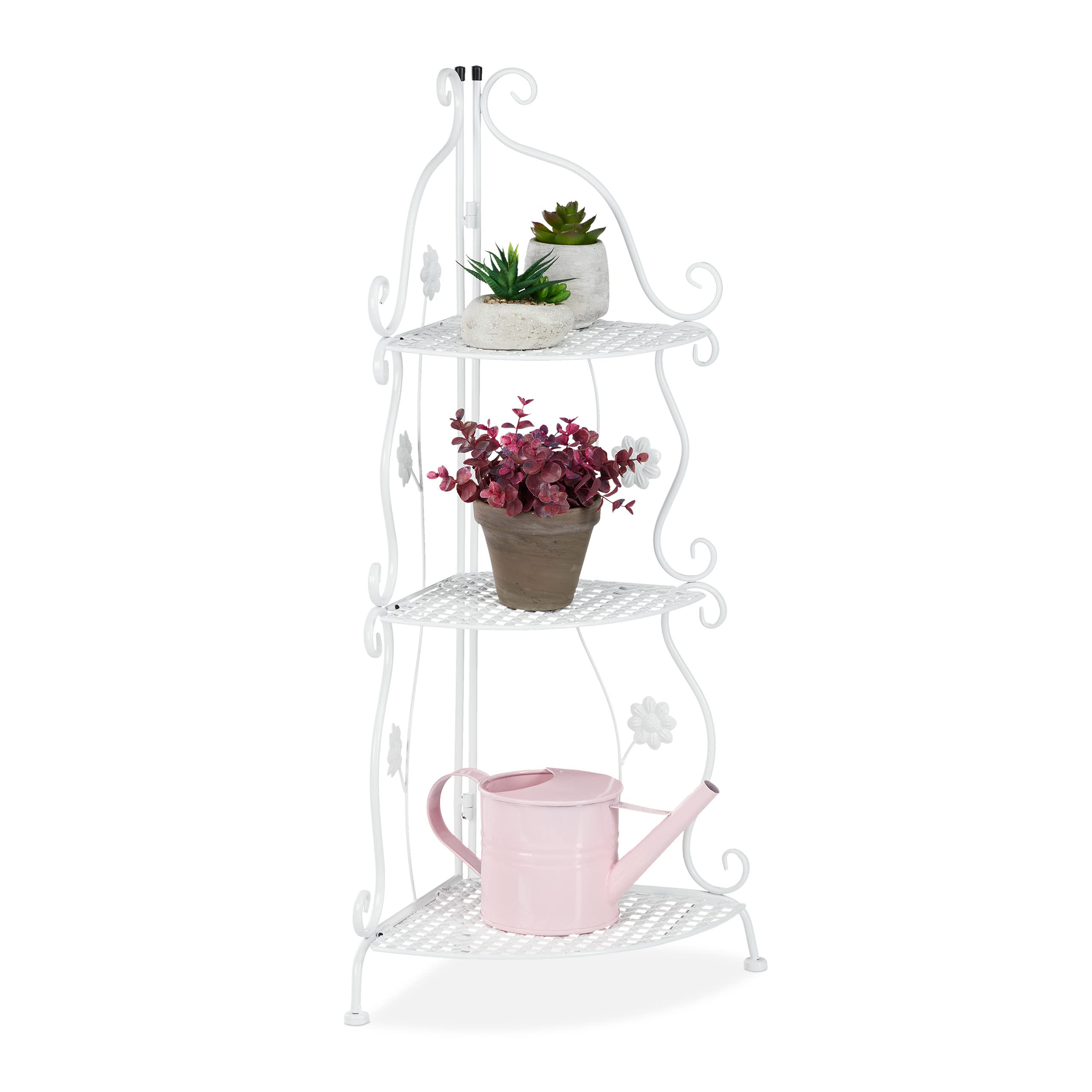 relaxdays-blumenregal-metall-3-stufig-eck-pflanzenregal-wei-82-5-x-31-x-31-cm image 1