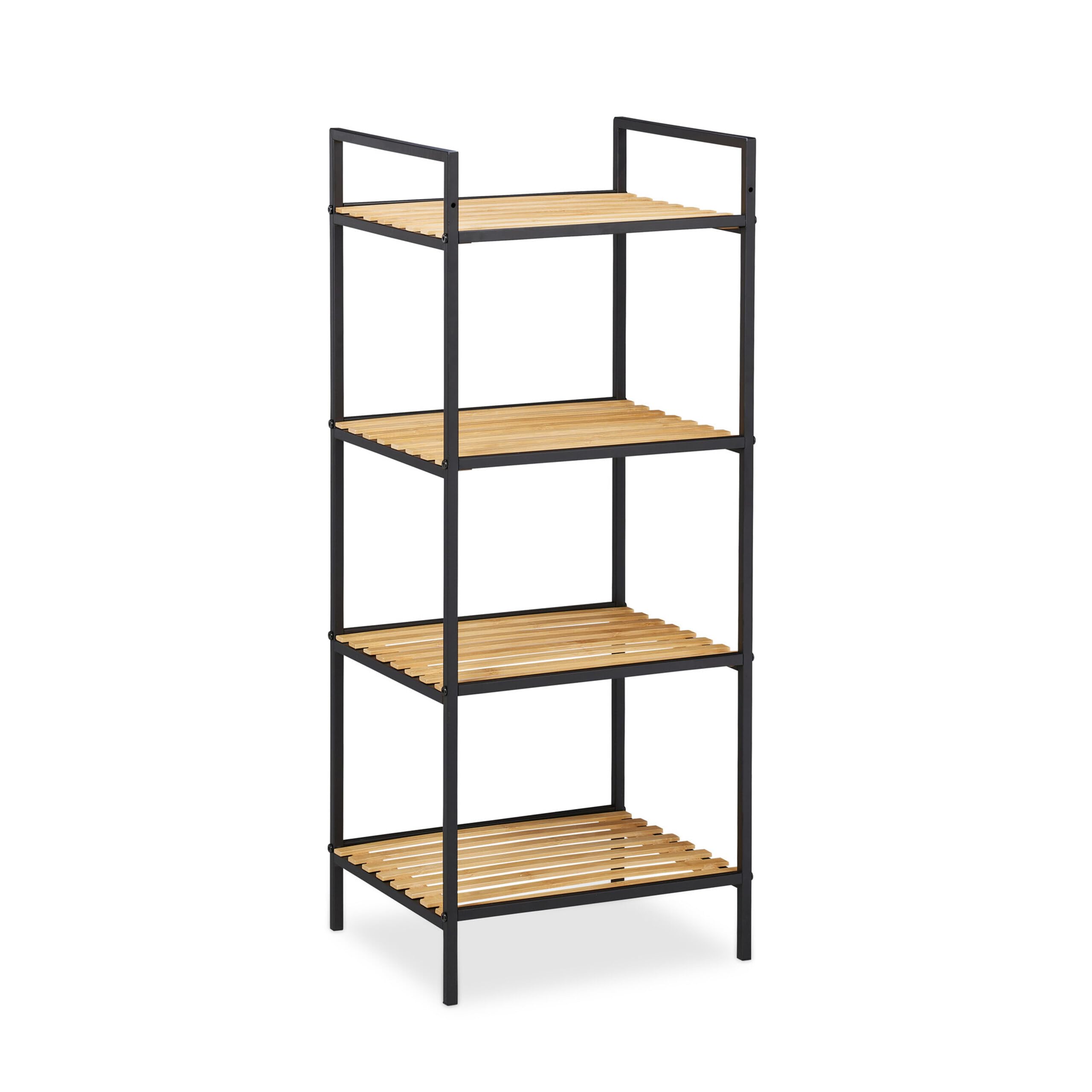 relaxdays-standregal-4-ablagen-bambus-metall-95-x-39-x-32-5-cm-braun-schwarz image 5