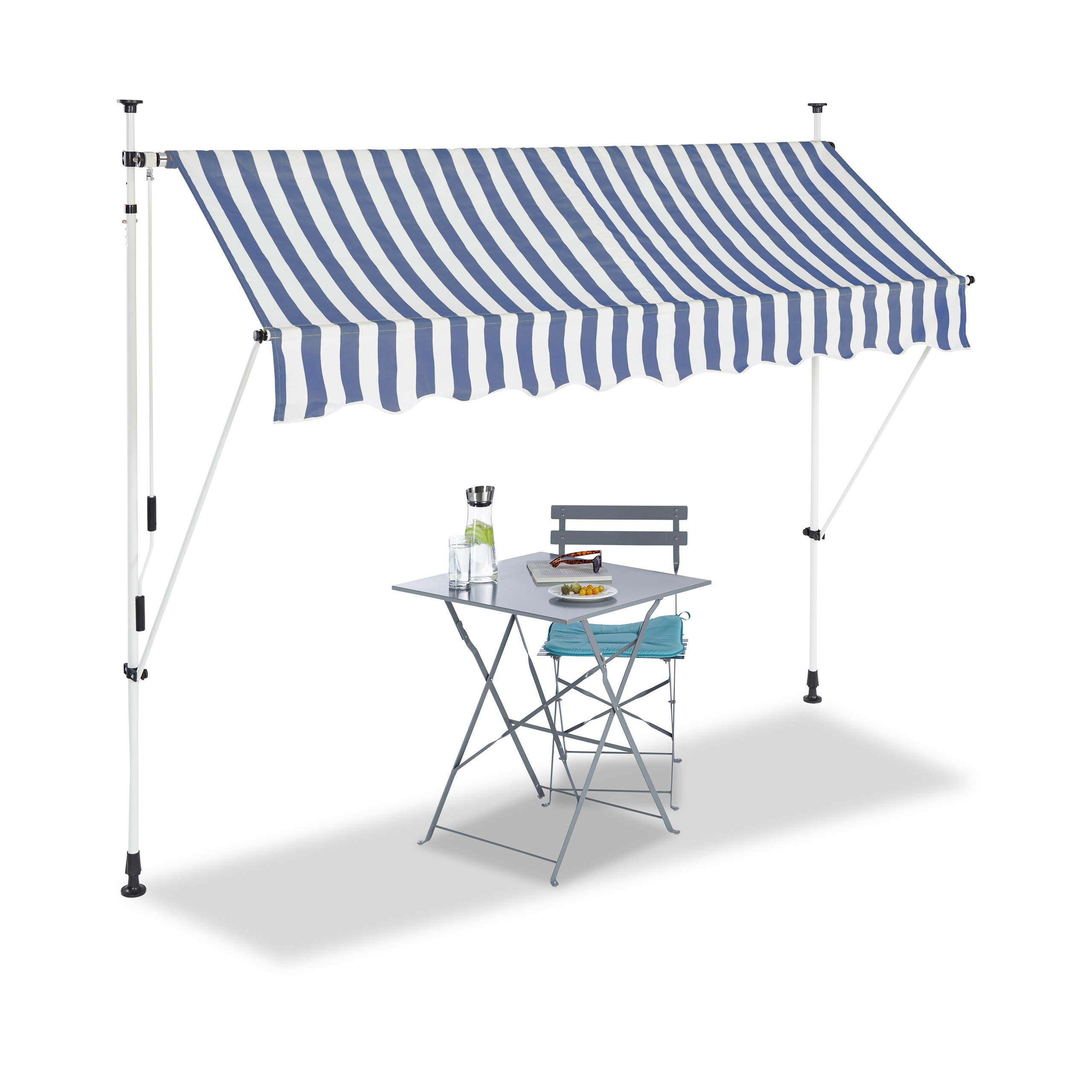 relaxdays-klemmmarkise-250-x-120-cm-blau-gestreift-balkon-sonnenschutz image 1