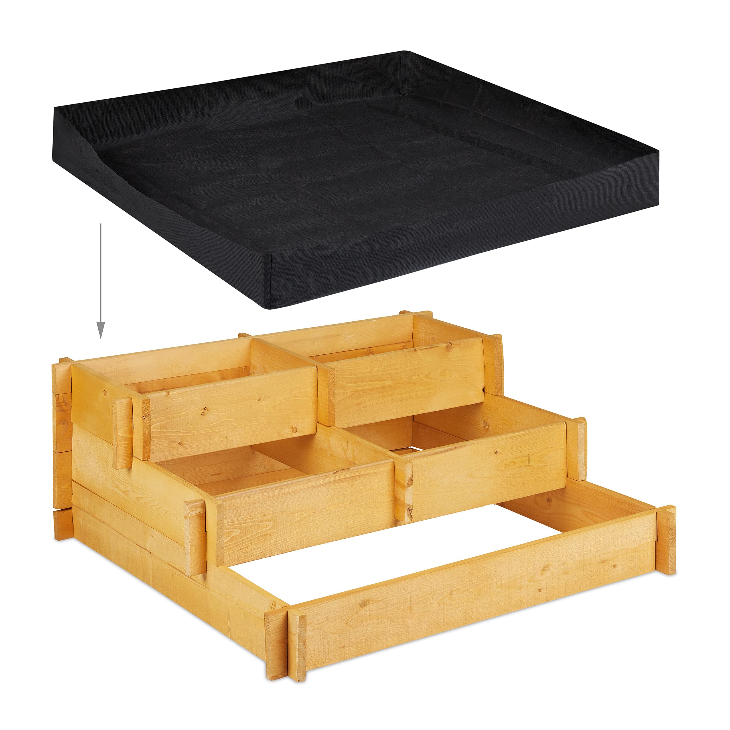 relaxdays-hochbeet-3-etagen-holz-stufenbeet-93x93x37-cm-natur-mit-vlies image 6
