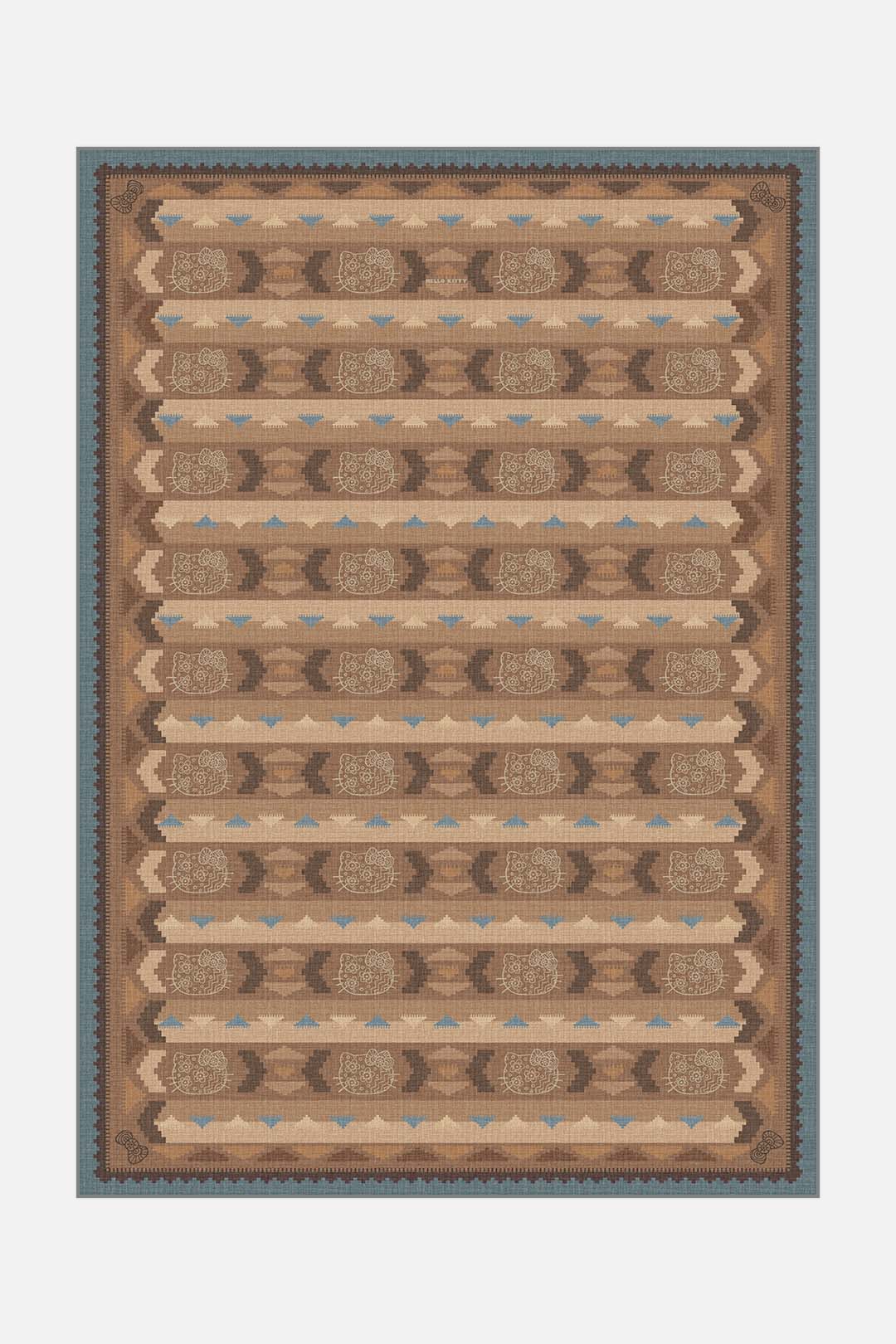 teppana-hello-kitty-kilim-terrakotta-teppich-waschbarer-kilim-teppich-boho-geome image 1