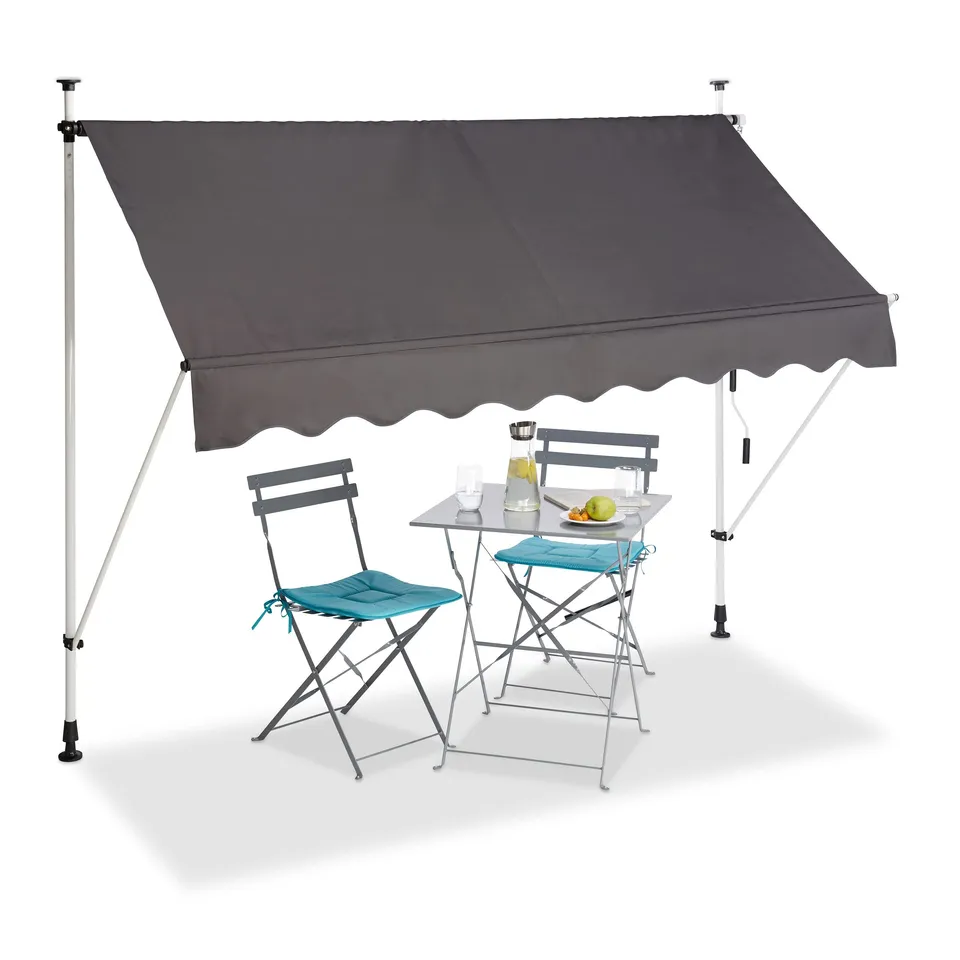 relaxdays-klemmmarkise-250-cm-grau-balkonmarkise-ohne-bohren-h-henverstellbar image 1