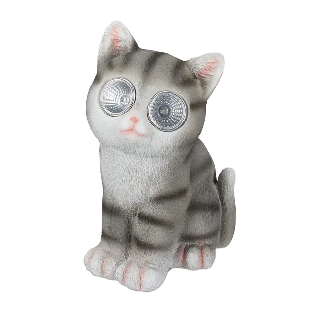 relaxdays-gartenfigur-katze-led-solar-23-x-12-x-14-cm-grau image 1