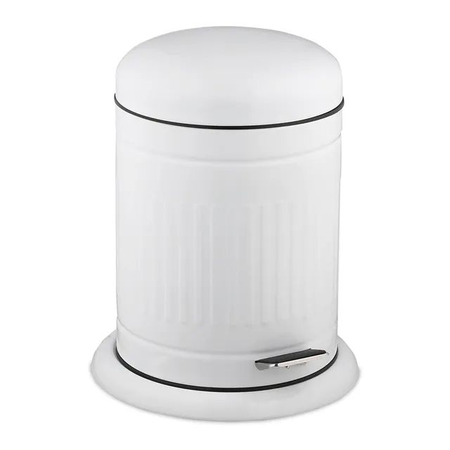 relaxdays-treteimer-5-liter-mit-absenkautomatik-in-wei image 1