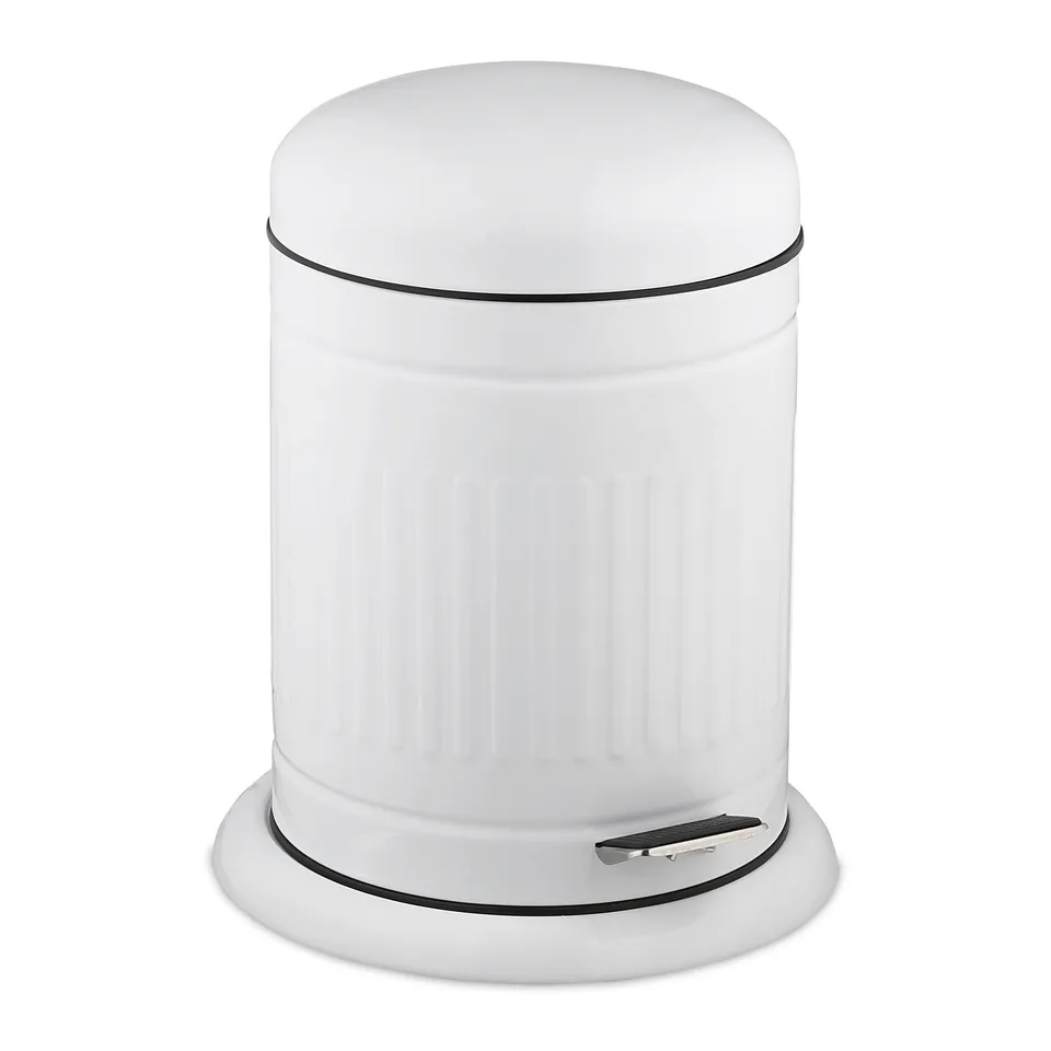 relaxdays-treteimer-5-liter-mit-absenkautomatik-in-wei image 1
