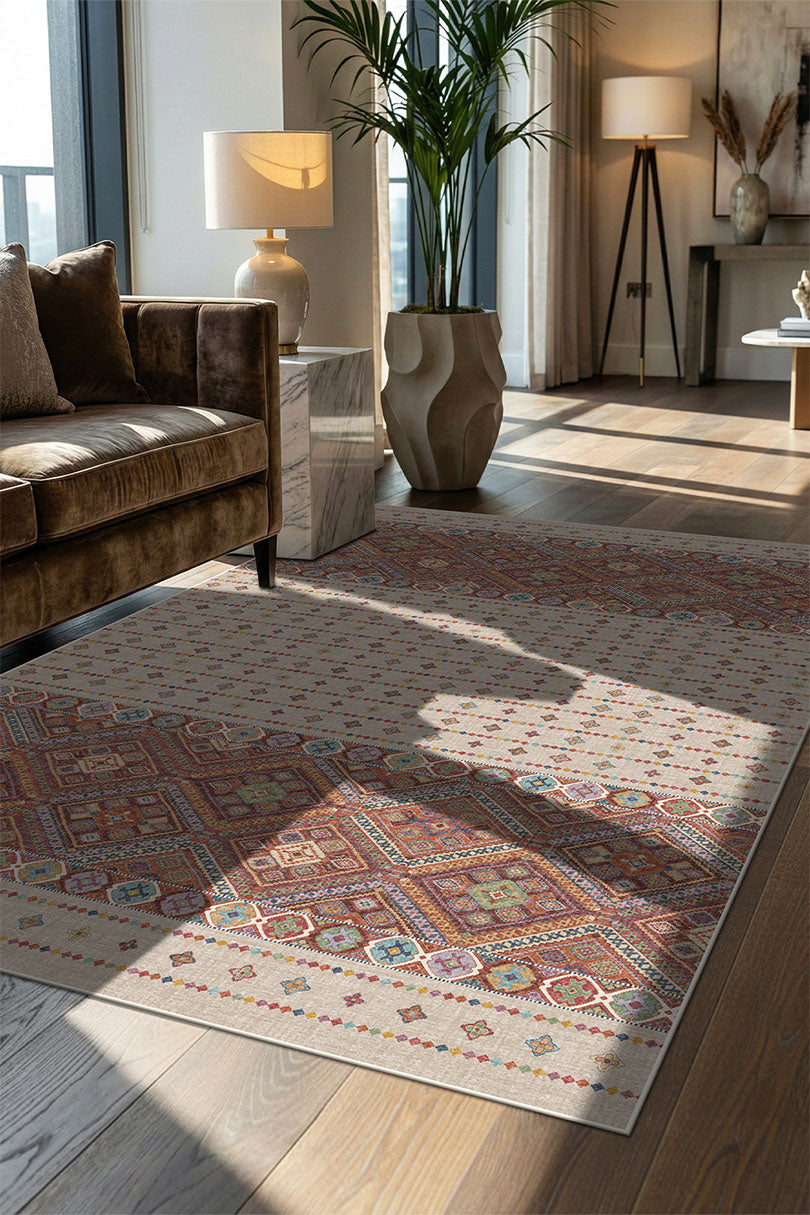 teppana-leila-bunt-teppich-mehrfarbig-waschbarer-boho-teppich image 4