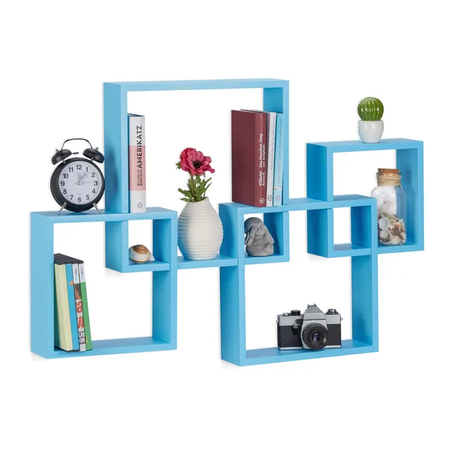 relaxdays-w-rfelregal-4er-set-blau-cube-wandboard-freischwebend-mdf image 1