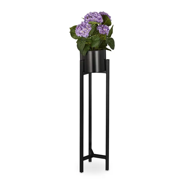 relaxdays-blumentopf-st-nder-mit-topf-metall-90-x-21-5-cm-schwarz image 1