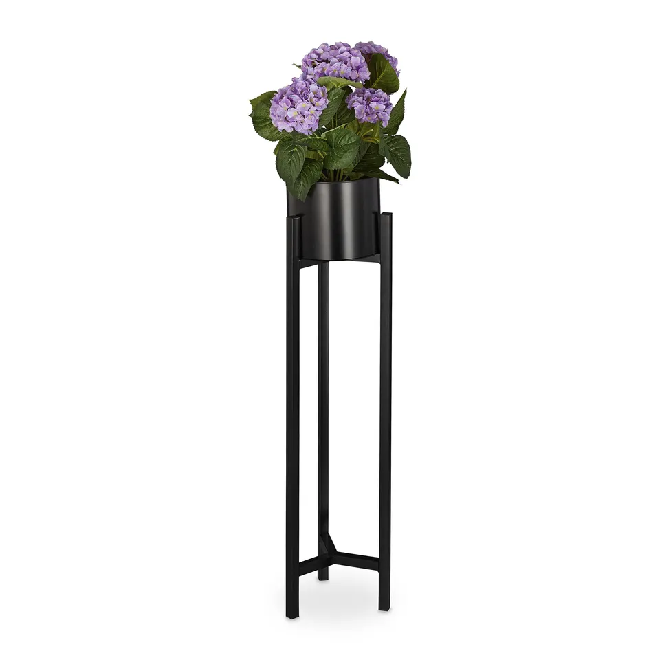 relaxdays-blumentopf-st-nder-mit-topf-metall-90-x-21-5-cm-schwarz image 1
