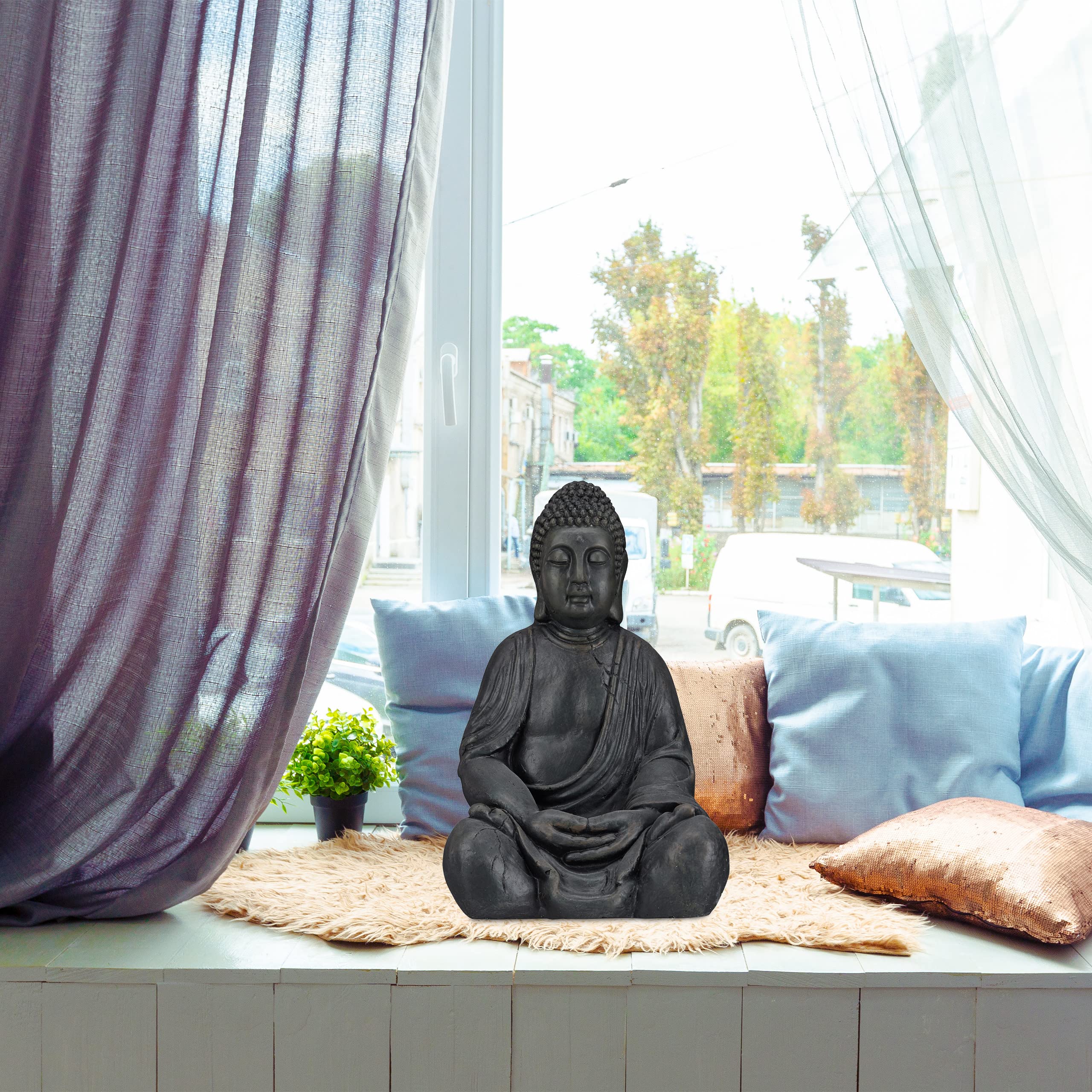 relaxdays-xl-buddha-figur-sitzend-50-cm-dunkelgrau-polyresin-outdoor image 2