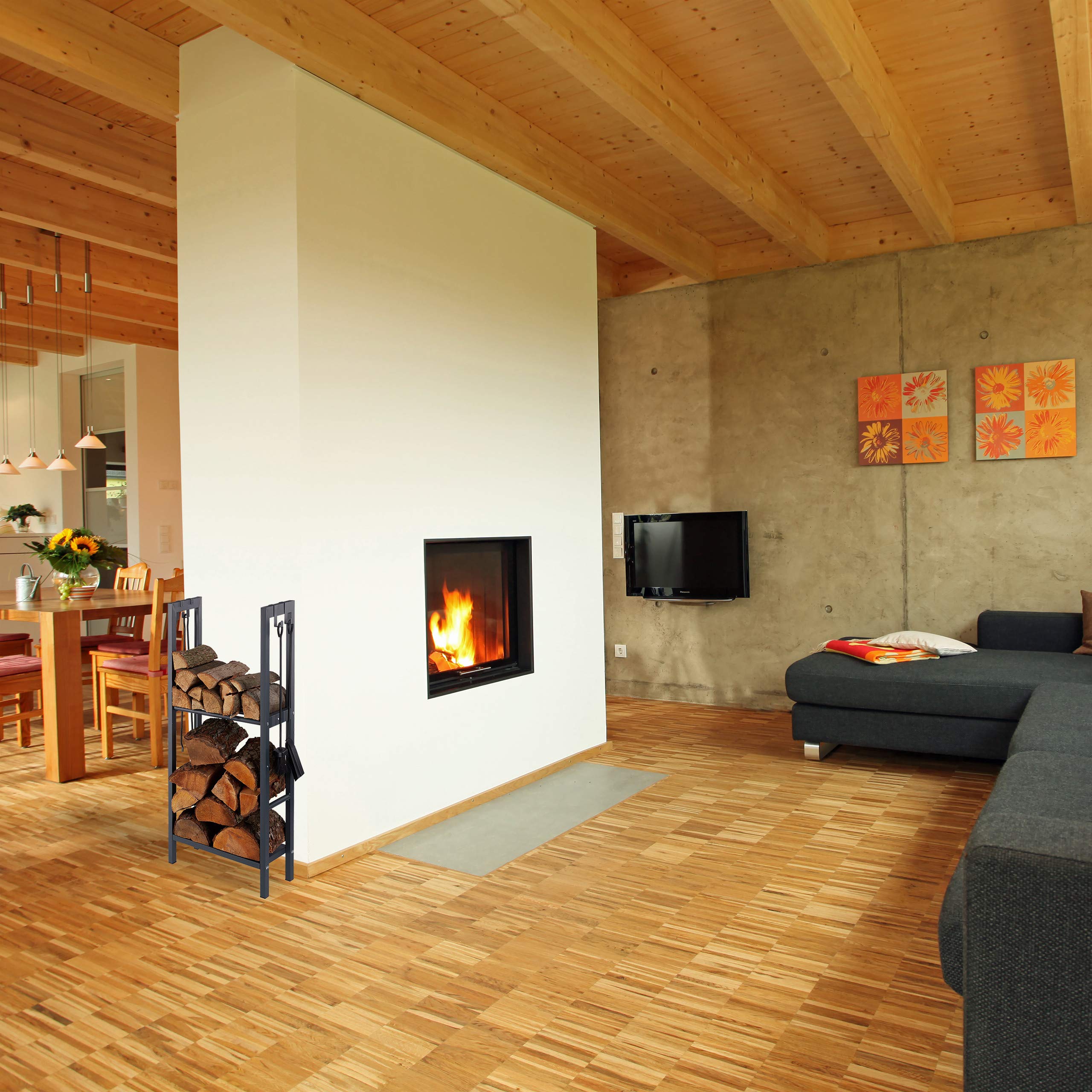 relaxdays-kaminholzregal-stahl-anthrazit-100x40x30-cm-mit-2-ablagen image 2