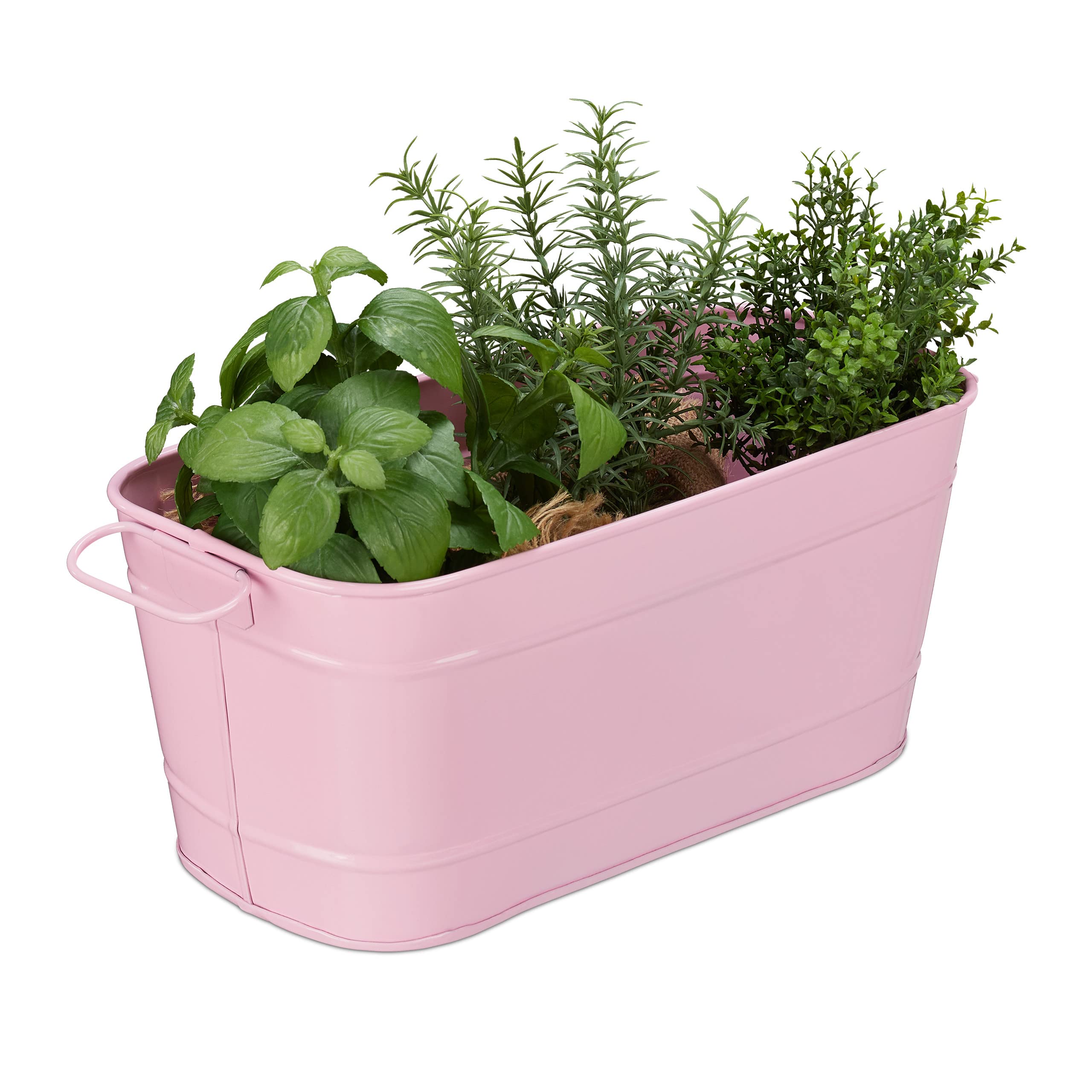 relaxdays-blumenkasten-metall-rosa-38-cm-vintage-zinkwanne image 1