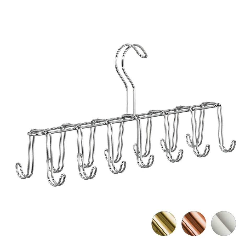 relaxdays-g-rtelhalter-krawattenhalter-metall-silber-14-haken image 1