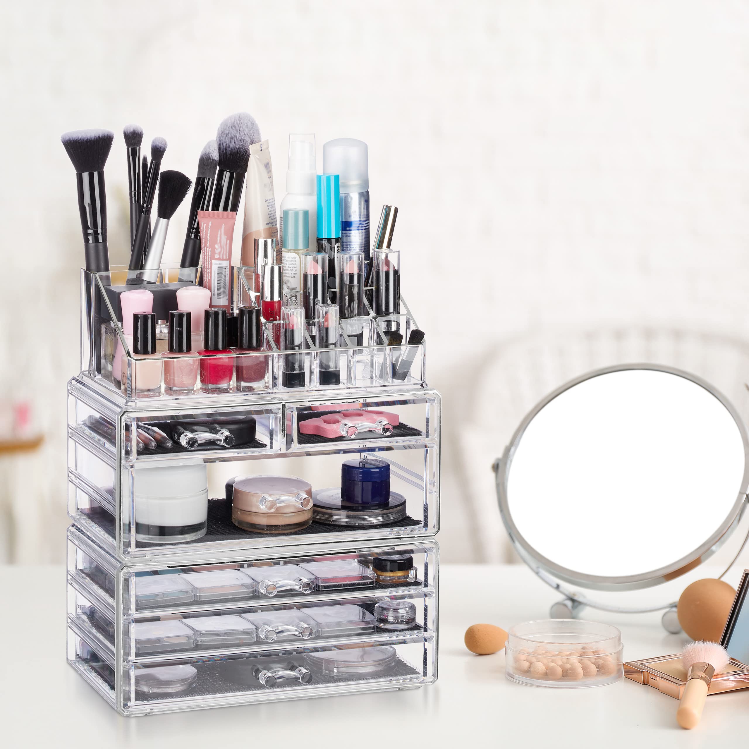 relaxdays-kosmetikorganizer-6-schubladen-transparent-29x23-5x14-cm image 2